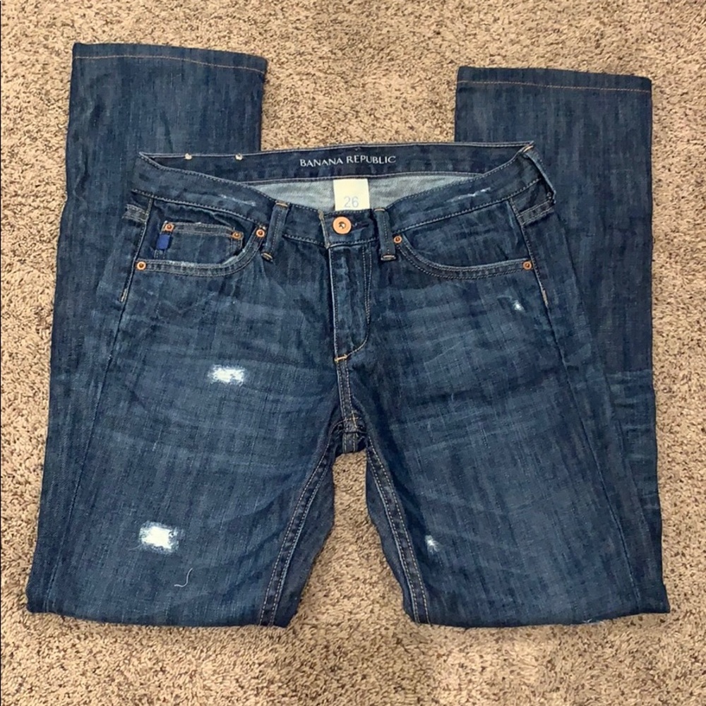 Banana Republic Ripped Straight Jeans 26